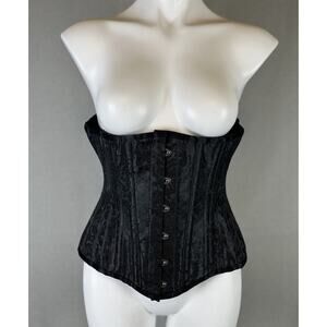Corset Story Womens Size XS 22 Black Floral Jacquard Boned Underbust Gothic EUC